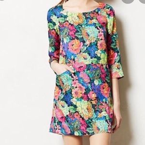 Anthropologie floral shift dress